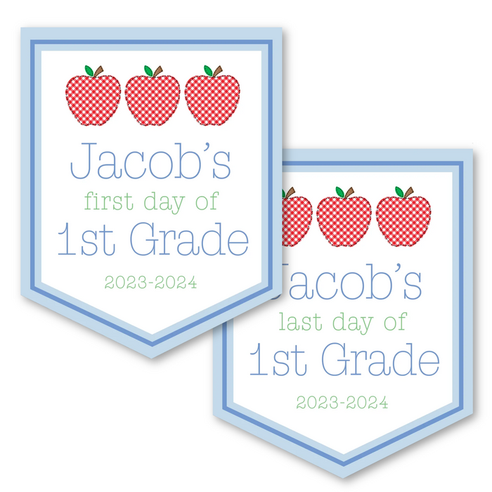 Back To School Sign - Red Gingham Apples