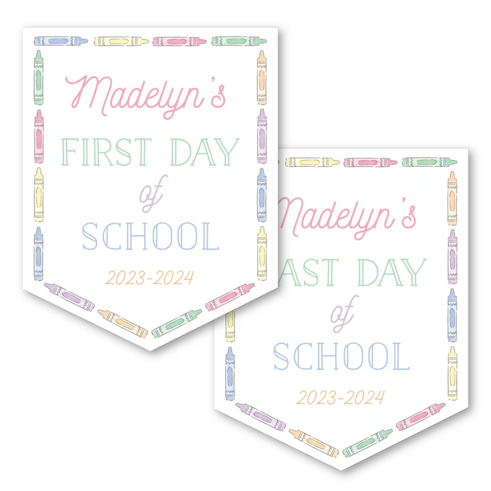 Back To School Sign - Pastel Crayon Border