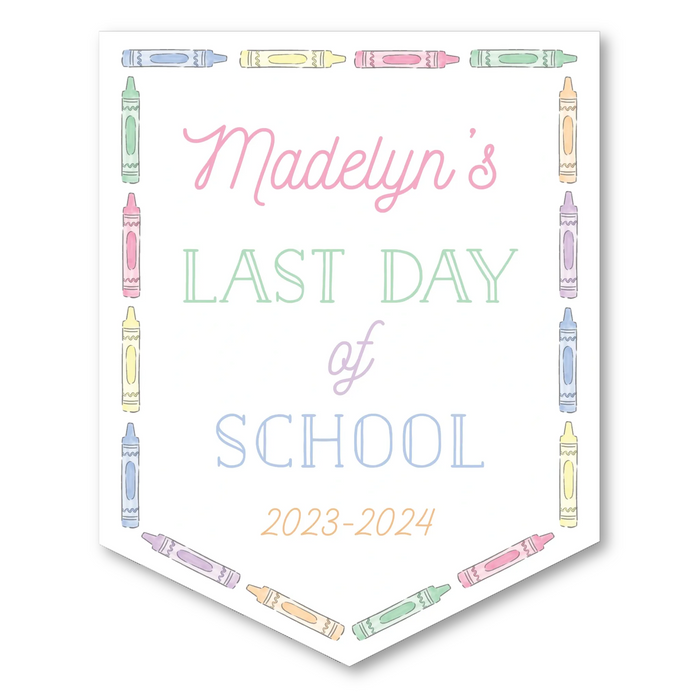 Back To School Sign - Pastel Crayon Border