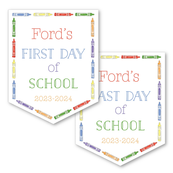 Back To School Sign - Primary Crayon Border