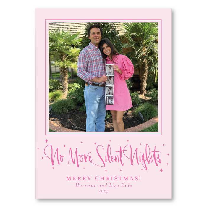 No More Silent Nights Holiday Card - Pink