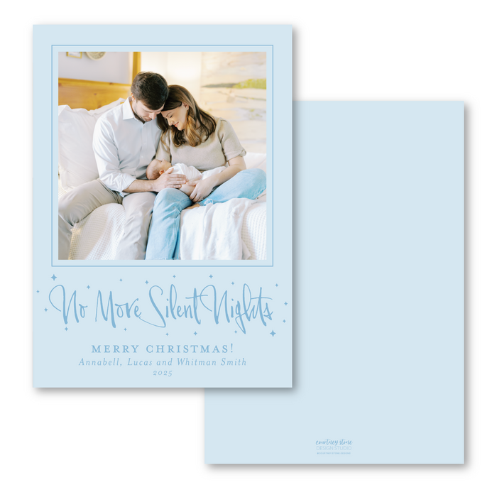 No More Silent Nights Holiday Card - Blue