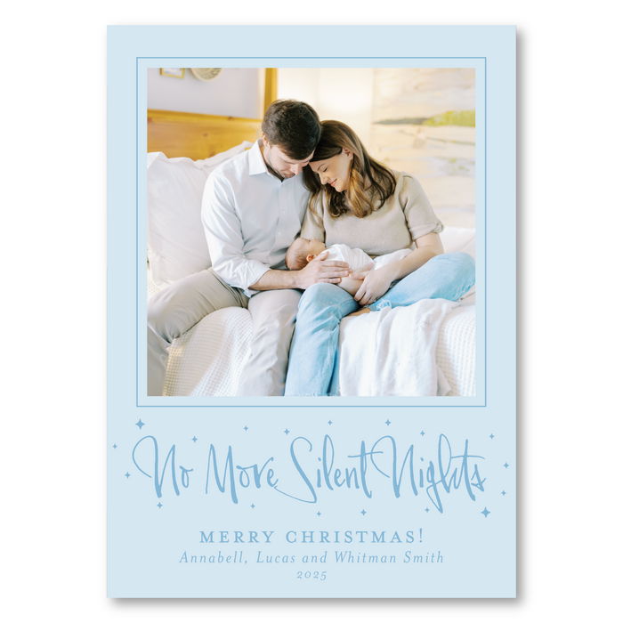 No More Silent Nights Holiday Card - Blue