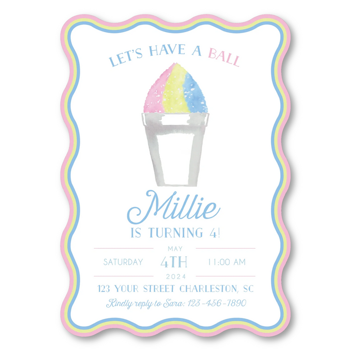 Sno-Cone Birthday Invitations - Wavy Edge