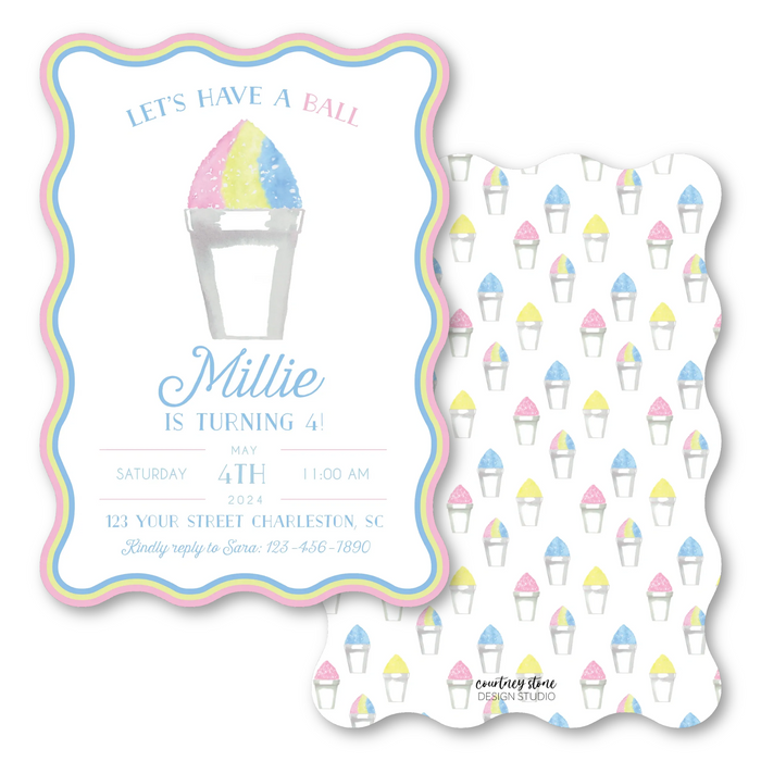 Sno-Cone Birthday Invitations - Wavy Edge