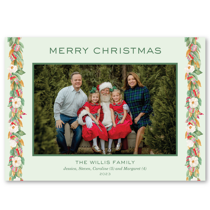 Southern Magnolia Trim Holiday Card - Horizontal