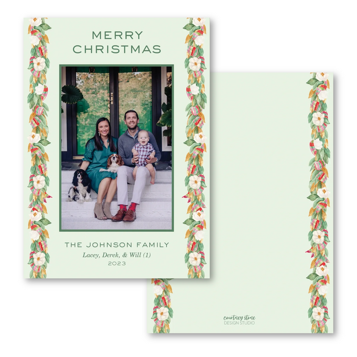 Southern Magnolia Trim Holiday Card - Vertical