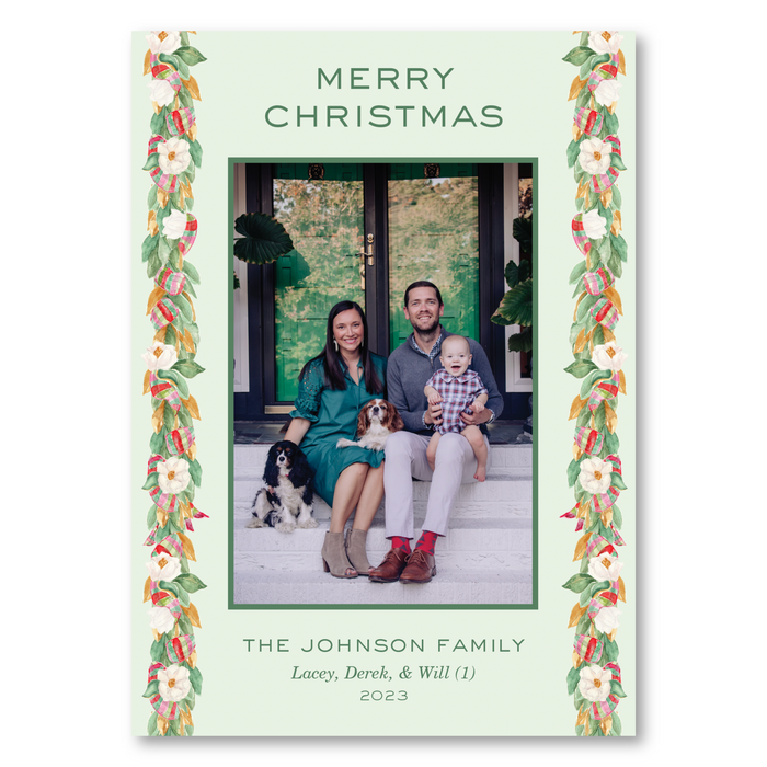 Southern Magnolia Trim Holiday Card - Vertical