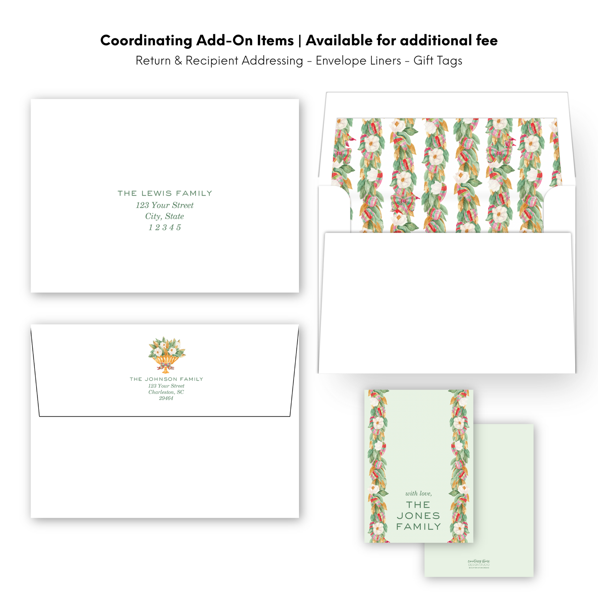 Southern Magnolia Trim Holiday Card - Horizontal– courtneystonedesigns