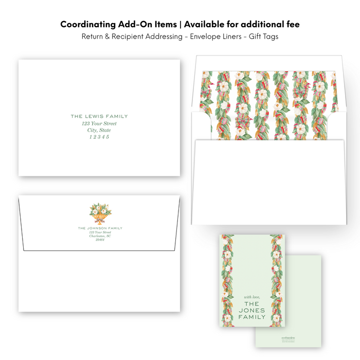 Southern Magnolia Trim Holiday Card - Vertical