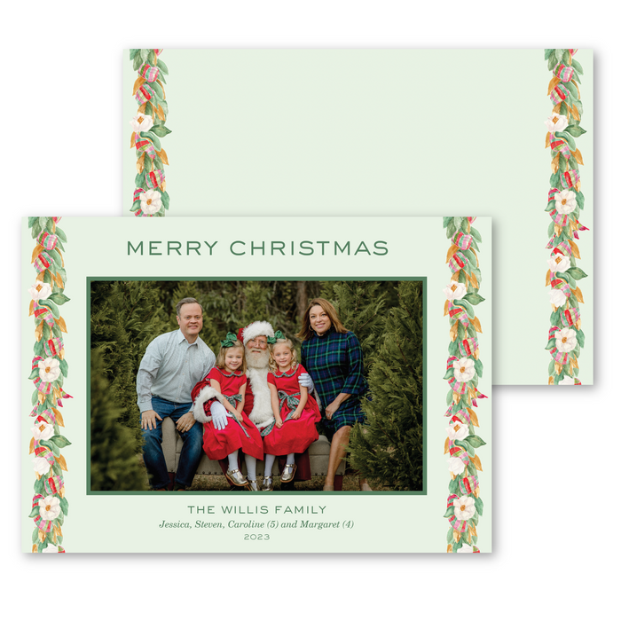 Southern Magnolia Trim Holiday Card - Horizontal