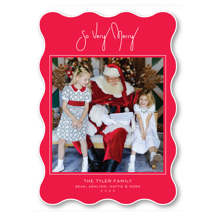 So Very Merry - Wavy Die-Cut Holiday Card