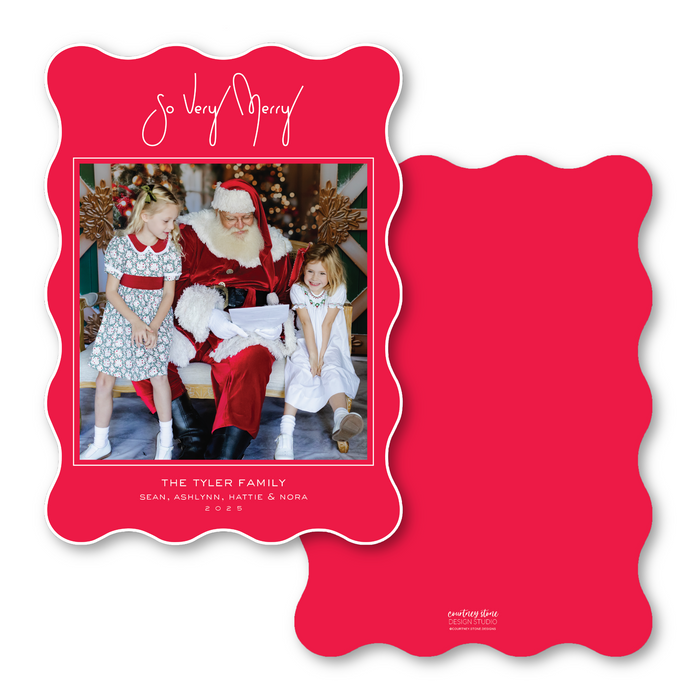 So Very Merry - Wavy Die-Cut Holiday Card