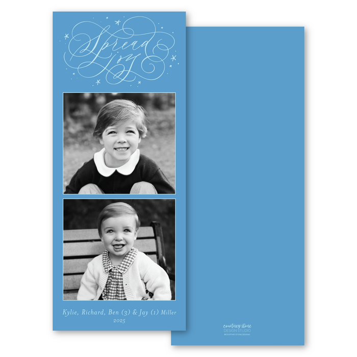 Spread Joy - Double Photo - Skinny Holiday Card
