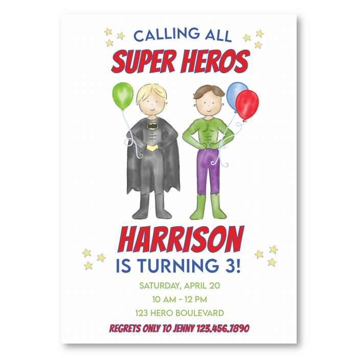 Super Hero Birthday Invitations