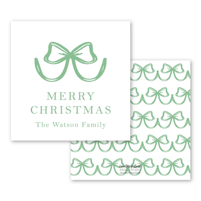 Simple Bow - Green - Holiday Tags