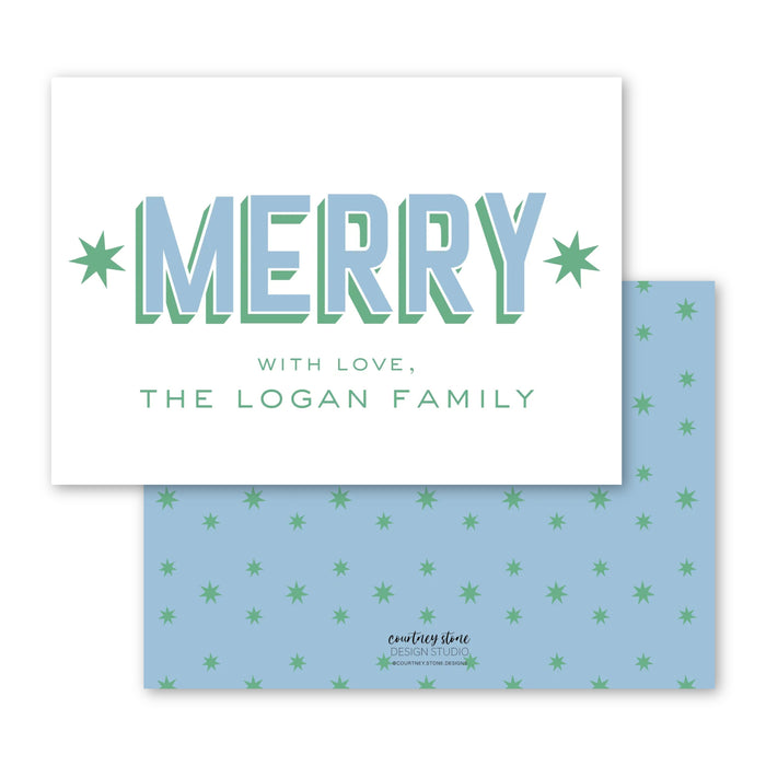 MERRY Star - Blue - Holiday Tag