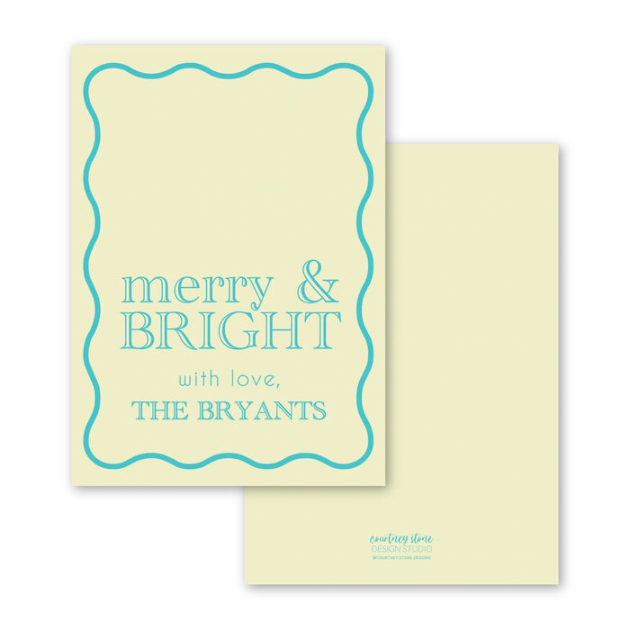 Merry & Bright - Teal and Lime - Holiday Tag
