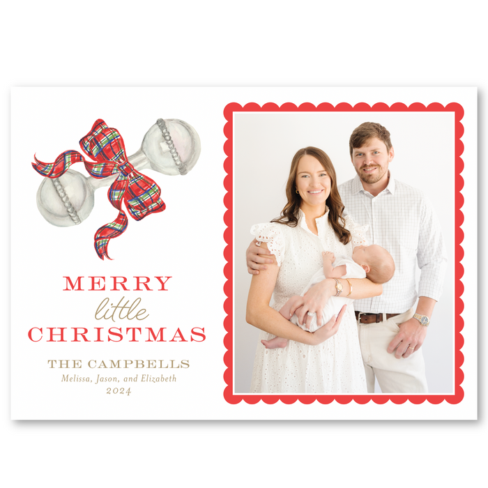 Red Tartan Rattle Holiday Card | Horizontal