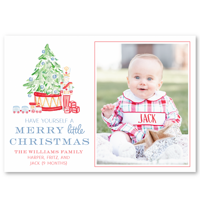 'Little Christmas' Toy Soldier Holiday Card | Horizontal - Blue