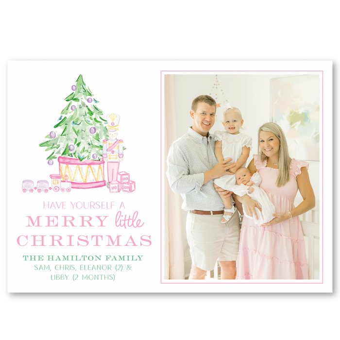 'Little Christmas' Toy Soldier Holiday Card | Horizontal - Pink