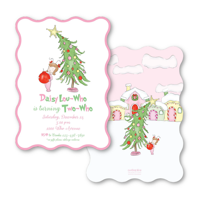 Two-Who Birthday Invitations - Wavy Edge