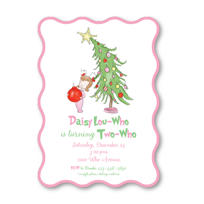 Two-Who Birthday Invitations - Wavy Edge