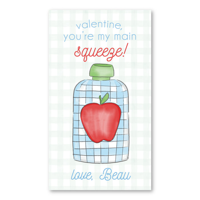 Applesauce Pouch - Blue - Printed Valentine