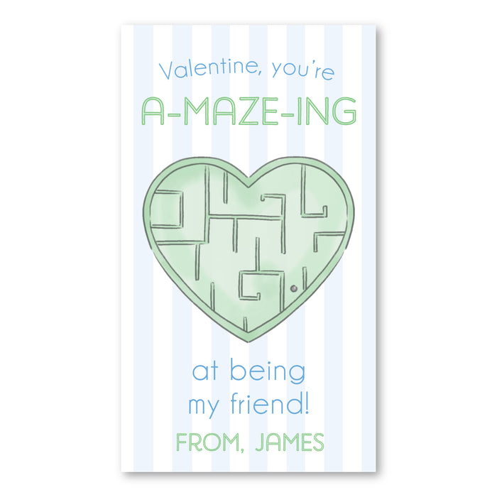 Maze - Blue - Printed Valentine