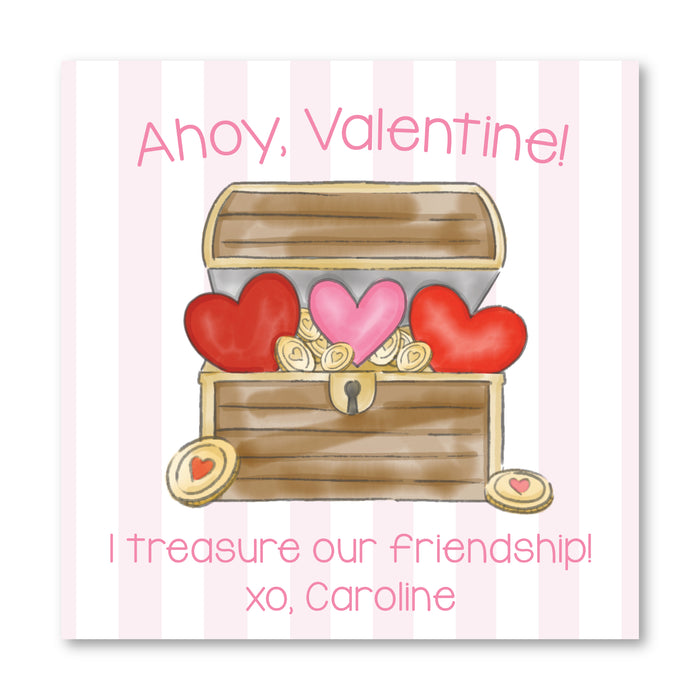 Pirate Treasure - Pink - Printed Valentine