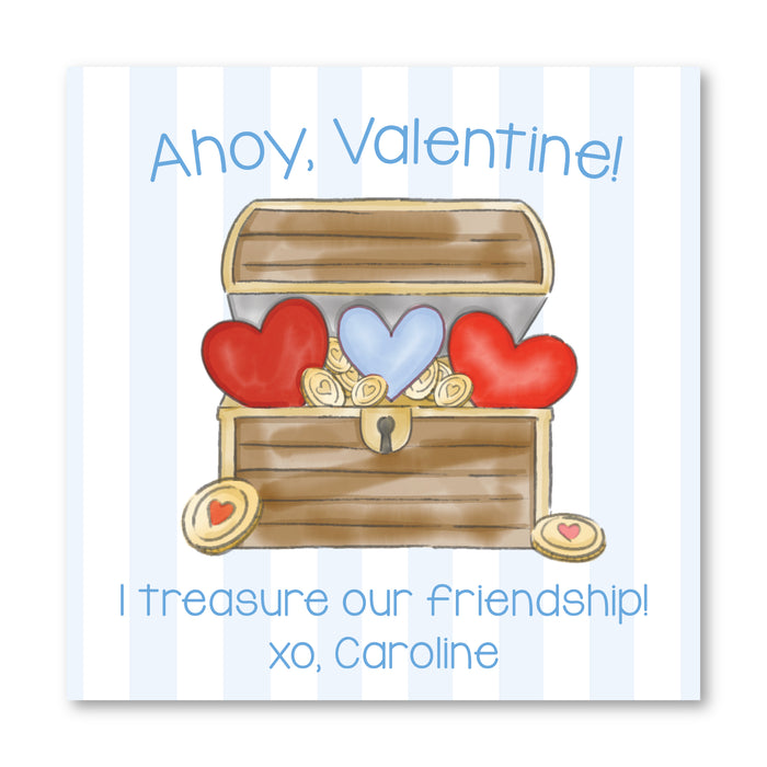 Pirate Treasure - Blue - Printed Valentine