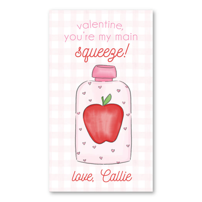 Applesauce Pouch - Pink - Printed Valentine