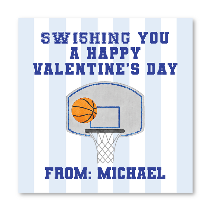 Blue Basketball Printed Valentine