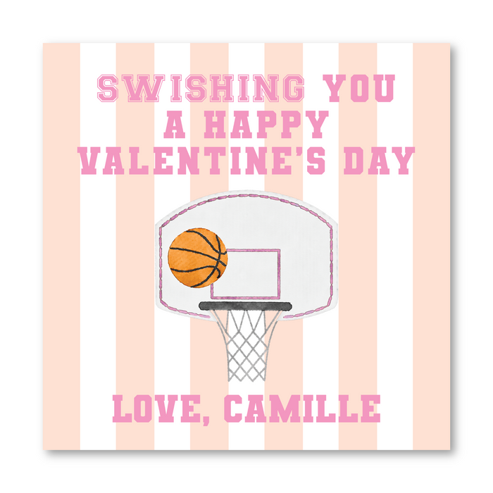 Pink Basketball Printed Valentine