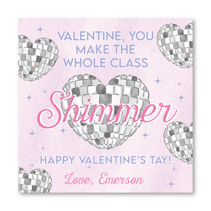 Shimmer Disco Ball Printed Valentine