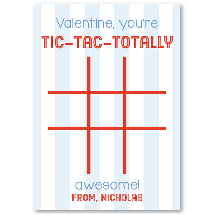 Tic Tac Toe Blue - Printed Valentine