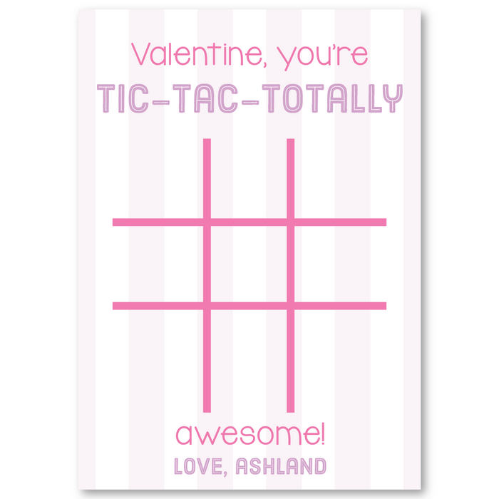 Tic Tac Toe Pink - Printed Valentine