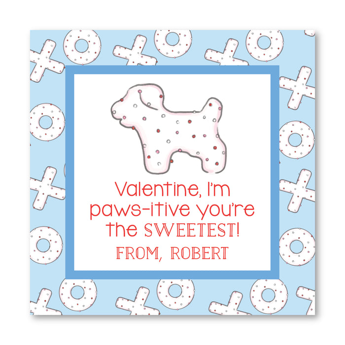 Puppy Cookie - Blue - Printed Valentine