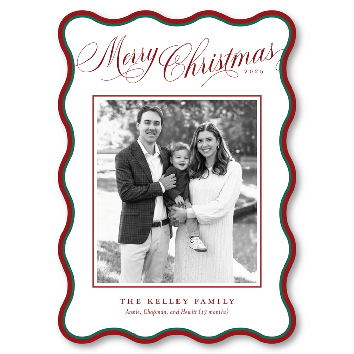 Christmas Plaid - Wavy Die-Cut Holiday Card
