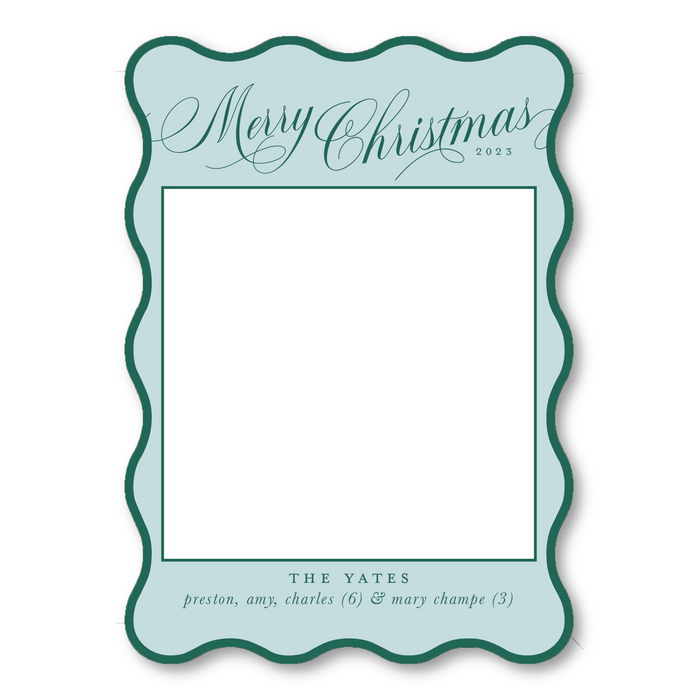 Merry Christmas - Wavy Photo Mount Die-Cut Holiday Card