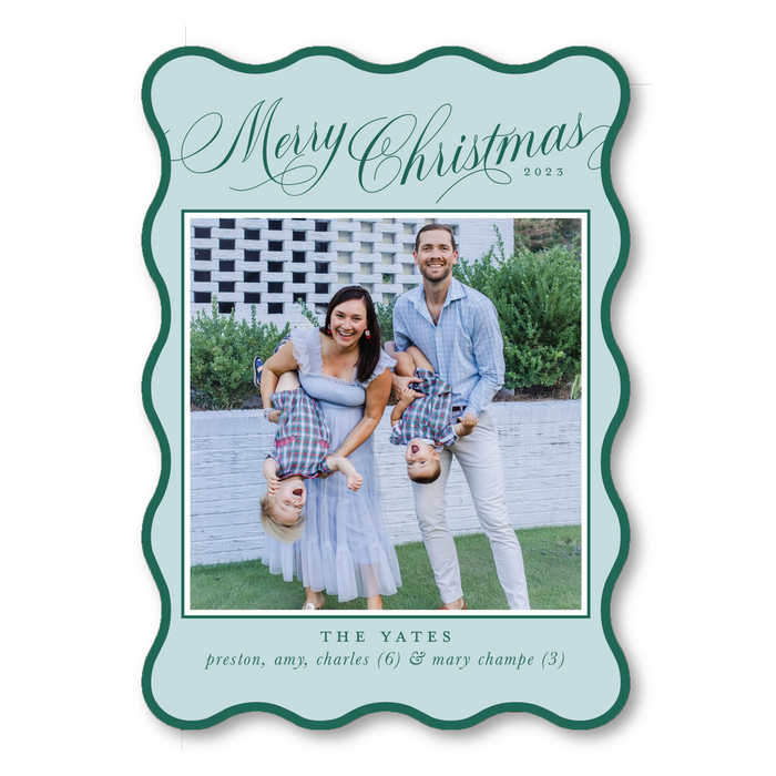 Merry Christmas - Wavy Photo Mount Die-Cut Holiday Card