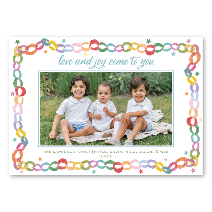 Whimsical Paper Chain Horizontal Holiday Card