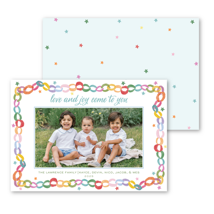 Whimsical Paper Chain Horizontal Holiday Card
