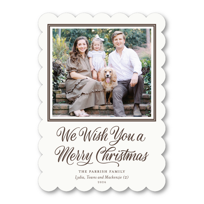 Wish You A Merry Christmas - Scallop Holiday Card