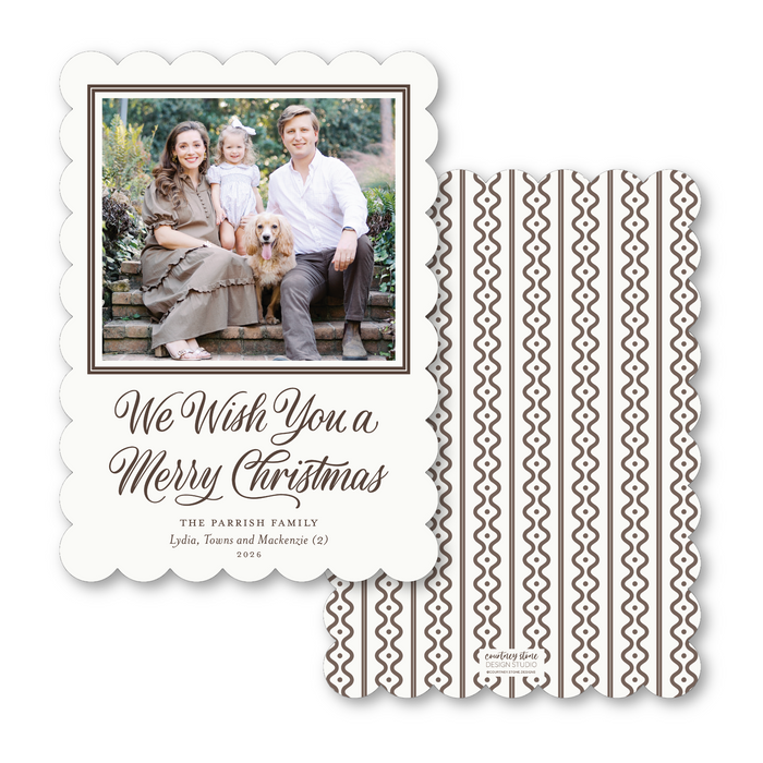 Wish You A Merry Christmas - Scallop Holiday Card