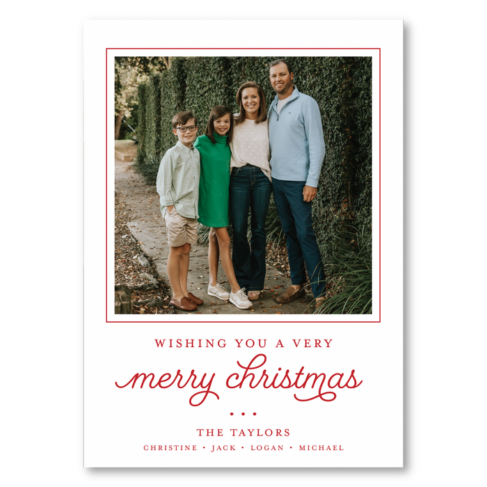 Wish You Merry Christmas Photo Mount Holiday Card