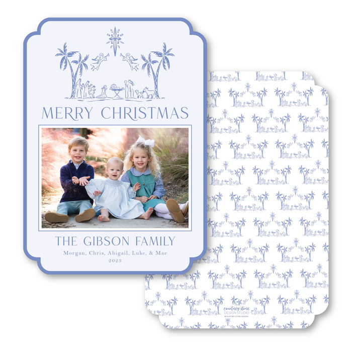 Blue Nativity Die-Cut Holiday Card