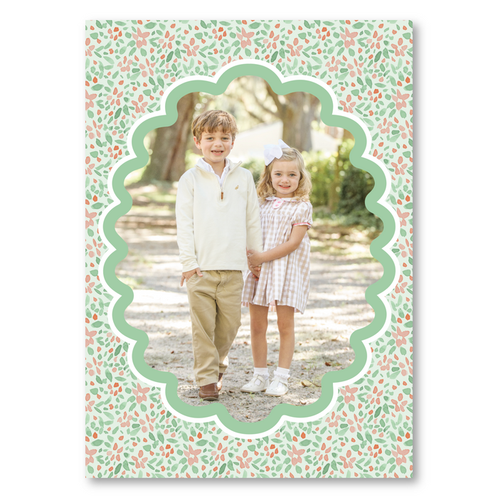 Green Ditsy Poinsettia Holiday Card