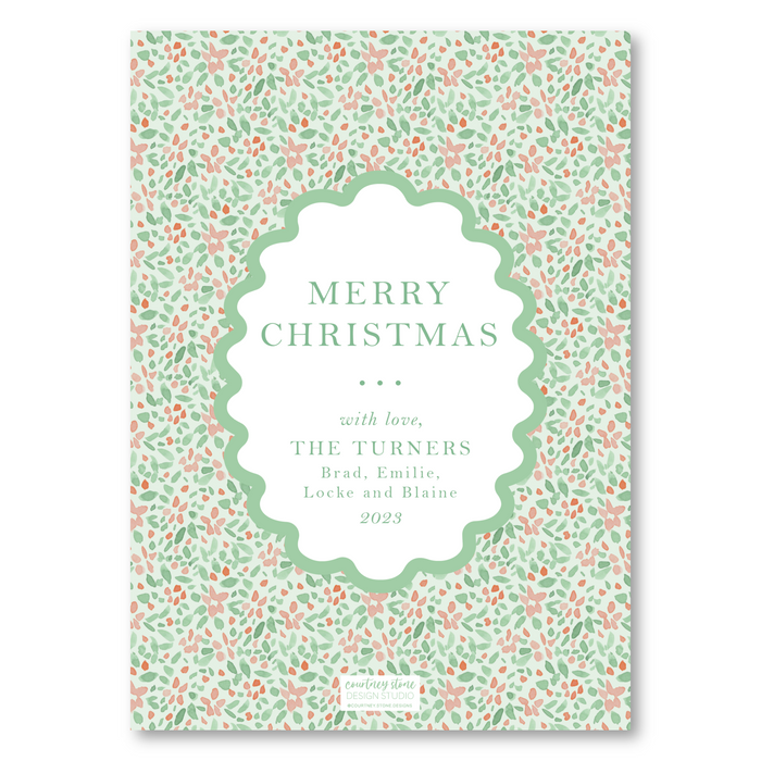 Green Ditsy Poinsettia Holiday Card