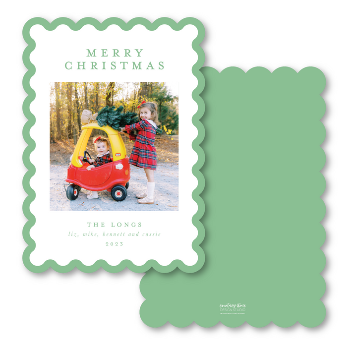 Scallop Trim Cut-Out Holiday Card - Holiday Green